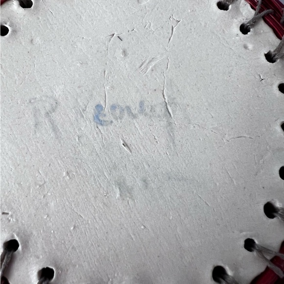 Handmade Pine Needle Woven Basket with Asian Landscape Style Bottom - Picture 5 of 8